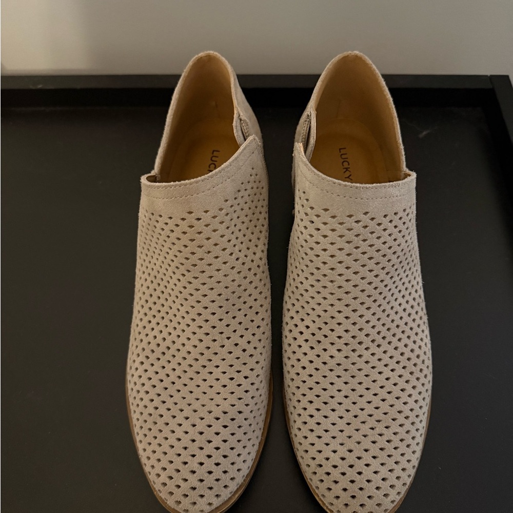 Lucky Brand Cream Perforated Slip-On Loafers